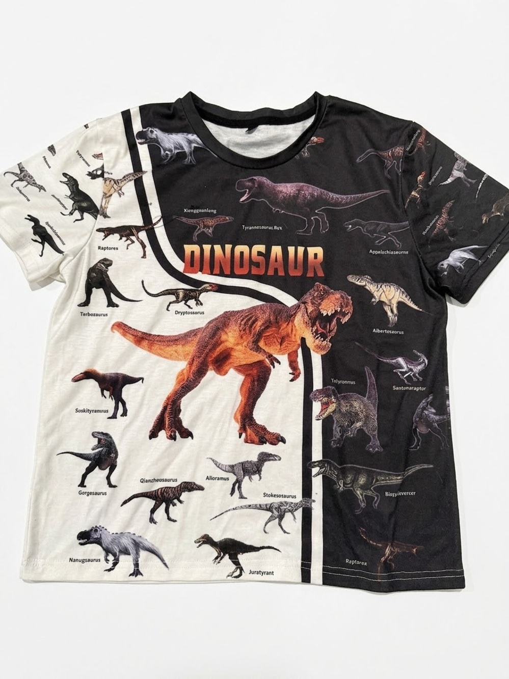 Boys Black/White Tyrannosaurus Rex Dinosaur Graphic T-Shirt Size 10-12 (150)